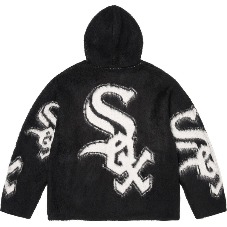 SUPREME CHICAGO WHITE SOX ZIP UP HOODED SWEATER-BLACK
