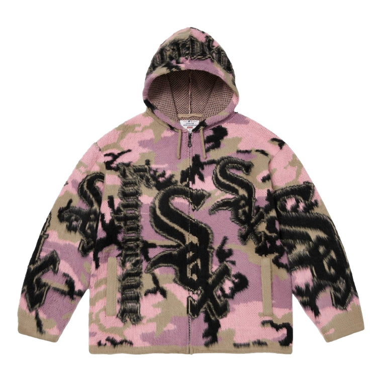 SUPREME CHICAGO WHITE SOX ZIP UP HOODED SWEATER-PINK CAMO