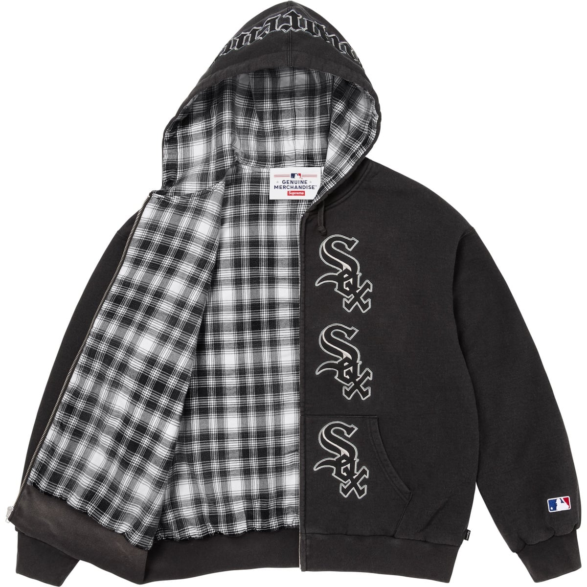 SUPREME CHICAGO WHITE SOX™ ZIP UP HOODED SWEATSHIRT-BLACK