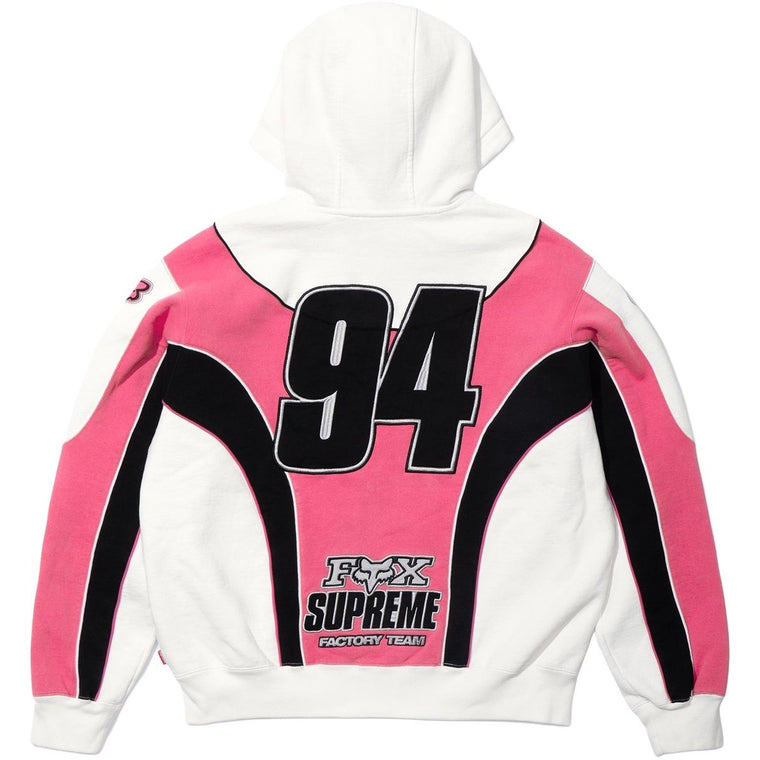 SUPREME FOX RACING® ZIP UP HOODED SWEATSHIRT-WHITE