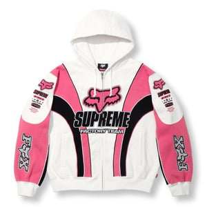 SUPREME FOX RACING® ZIP UP HOODED SWEATSHIRT-WHITE