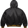 SUPREME MITCHELL & NESS® LINED HOODED SATIN VARSITY JACKET-BLACK
