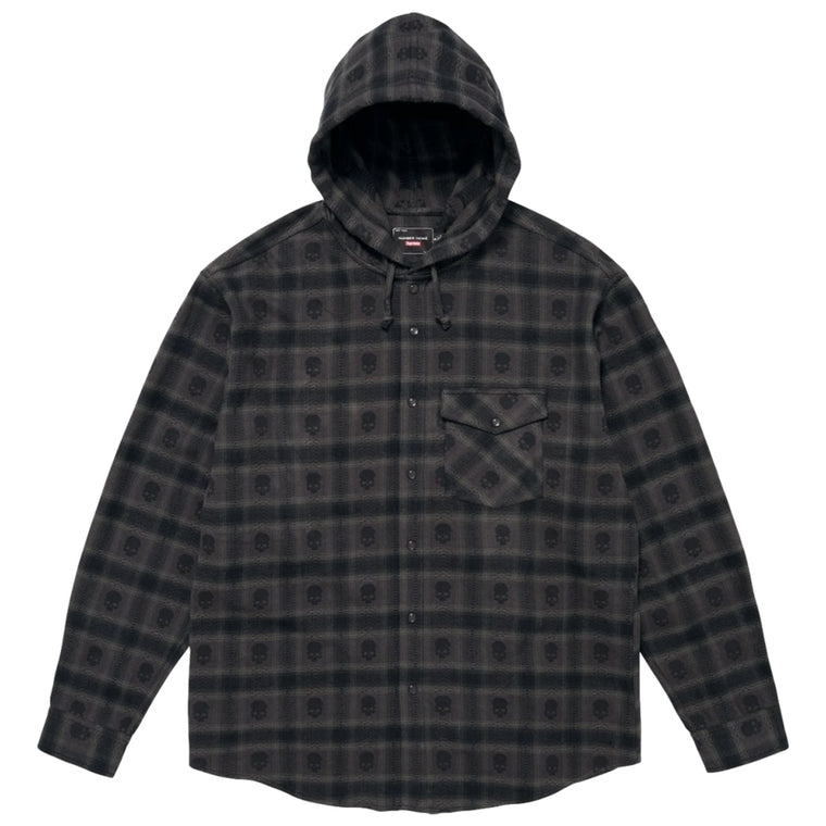SUPREME NUMBER (N)INE® HOODED FLANNEL SHIRT-BLACK