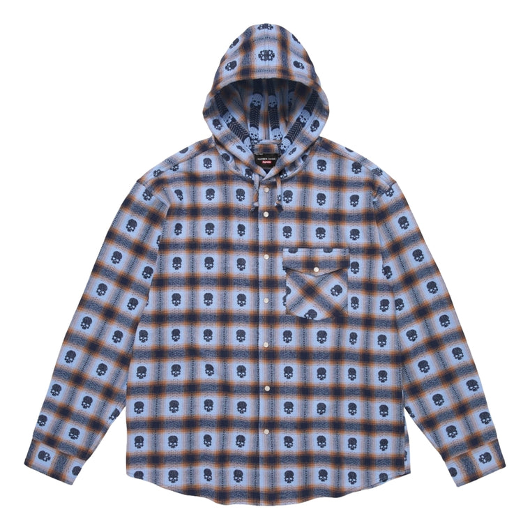 SUPREME NUMBER (N)INE® HOODED FLANNEL SHIRT-BLUE