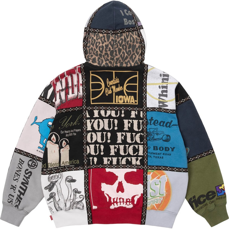 SUPREME NUMBER (N)INE® PATCHWORK ZIP UP HOODED SWEATSHIRT-MULTI