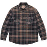 SUPREME TRUE RELIGION®  QUILTED LINED PLAID FLANNEL SHIRT-BLACK