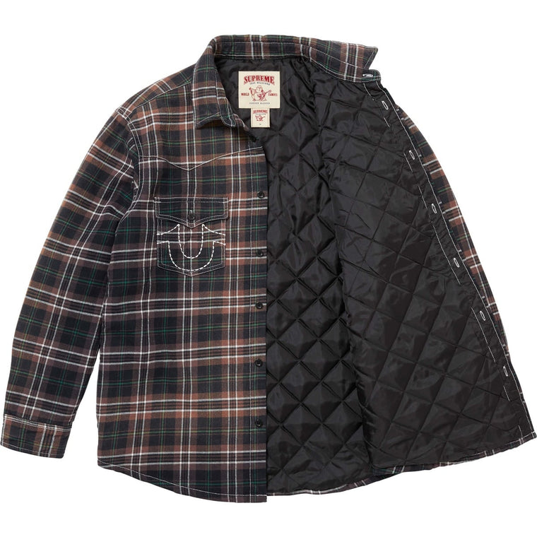 SUPREME TRUE RELIGION®  QUILTED LINED PLAID FLANNEL SHIRT-BLACK
