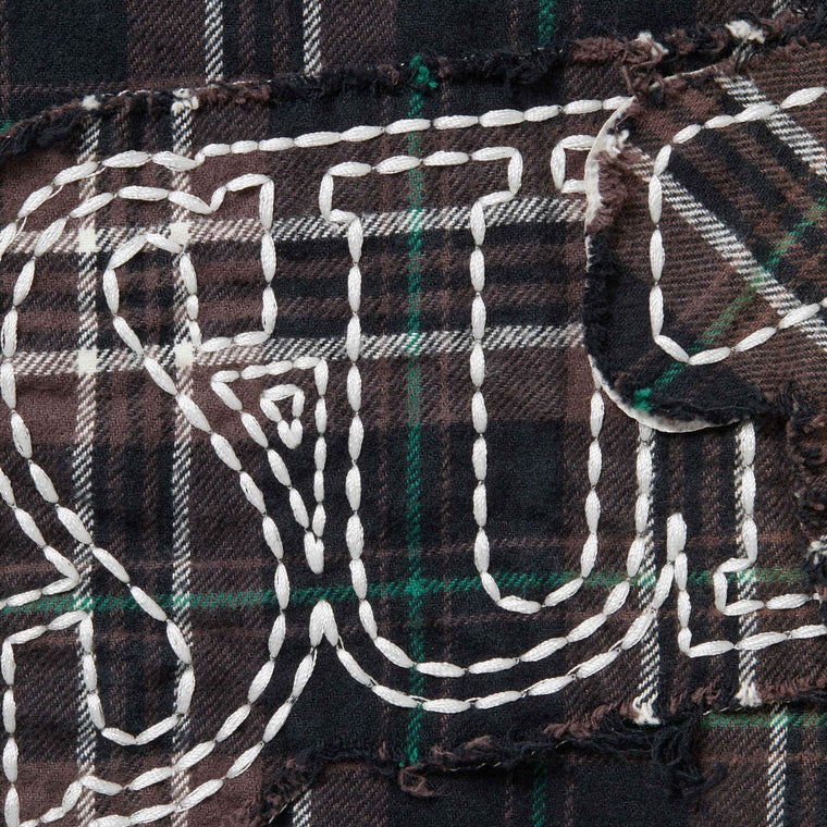 SUPREME TRUE RELIGION®  QUILTED LINED PLAID FLANNEL SHIRT-BLACK