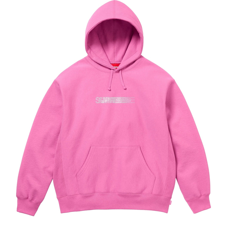 SUPREME SWAROVSKI MOTION LOGO HOODED SWEATSHIRT-PINK