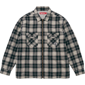 SUPREME THERMAL LINED ZIP UP FLANNEL SHIRT-BLACK