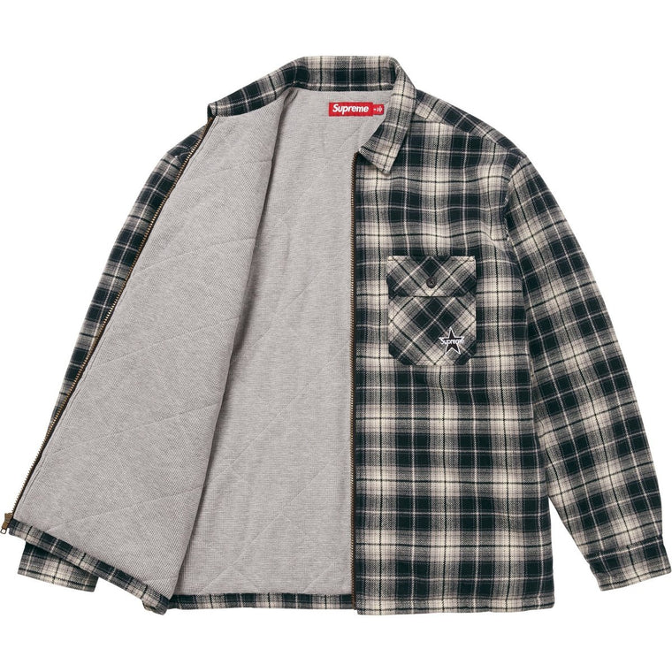 SUPREME THERMAL LINED ZIP UP FLANNEL SHIRT-BLACK