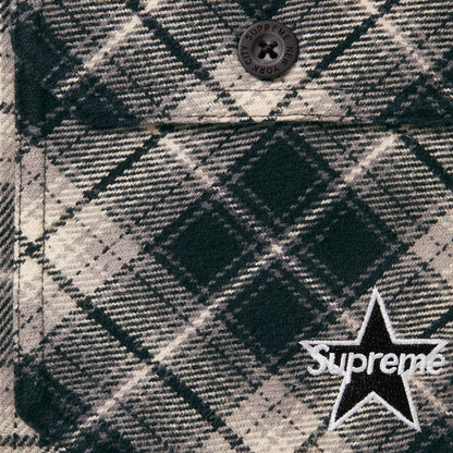 SUPREME THERMAL LINED ZIP UP FLANNEL SHIRT-BLACK