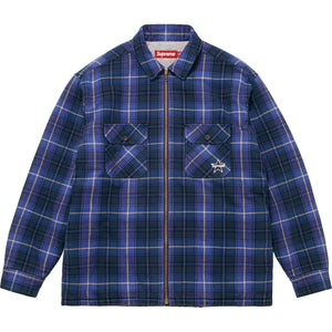 SUPREME THERMAL LINED ZIP UP FLANNEL SHIRT-BLUE