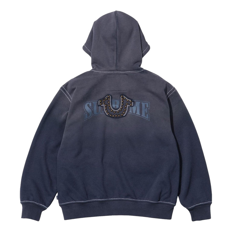SUPREME TRUE RELIGION® ZIP UP HOODED SWEATSHIRT-NAVY