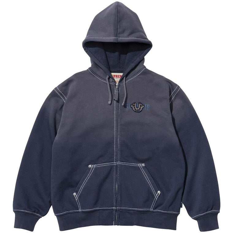 SUPREME TRUE RELIGION® ZIP UP HOODED SWEATSHIRT-NAVY