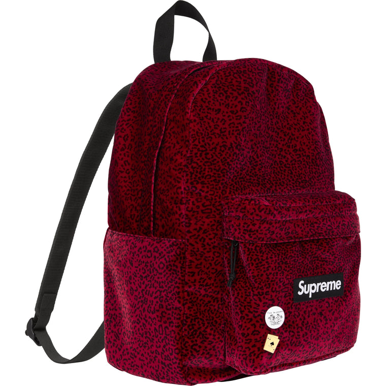 SUPREME VELVET BACKPACK-RED LEOPARD