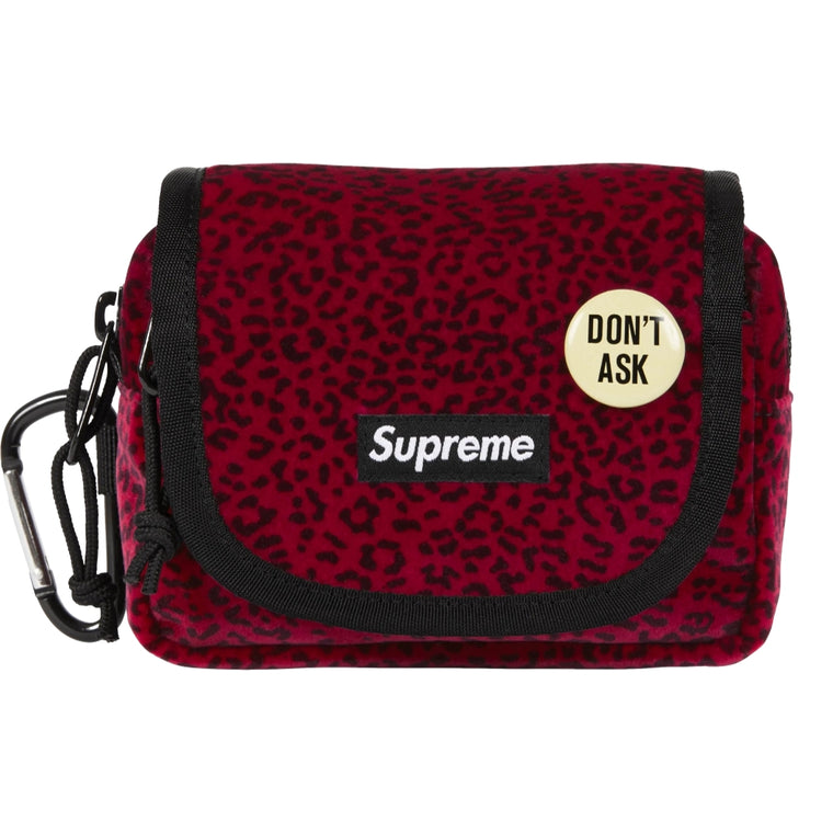 SUPREME VELVET MINI POUCH-RED LEOPARD