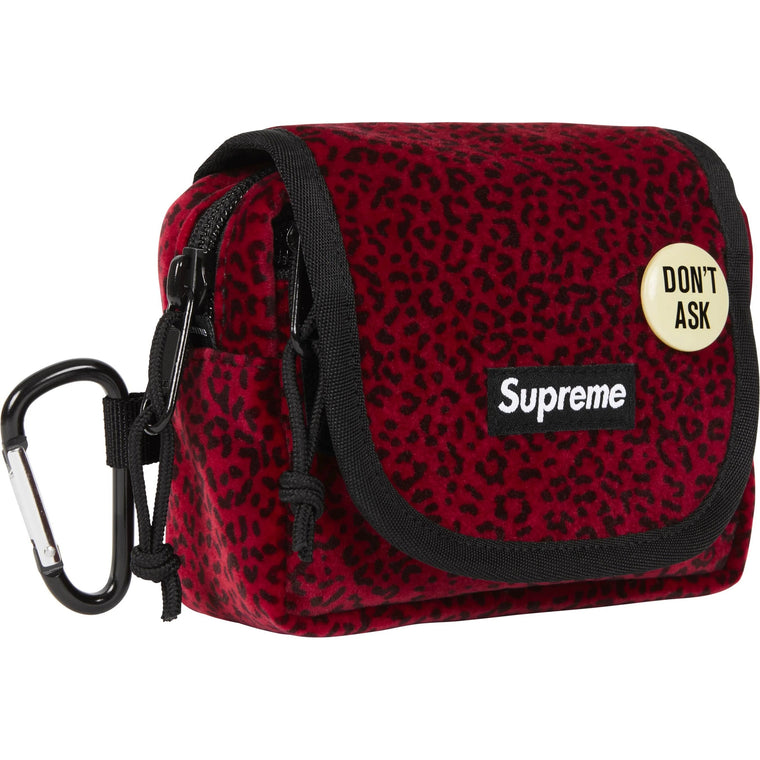 SUPREME VELVET MINI POUCH-RED LEOPARD
