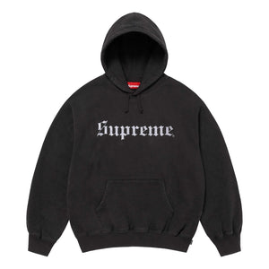 SUPREME WASHED OLD ENGLISH HOODED SWEATSHIRT-BLACK
