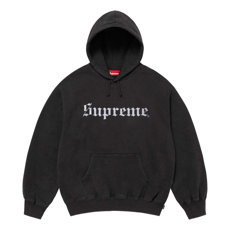 SUPREME WASHED OLD ENGLISH HOODED SWEATSHIRT-BLACK