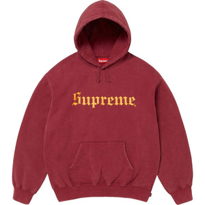 SUPREME WASHED OLD ENGLISH HOODED SWEATSHIRT-BURGUNDY