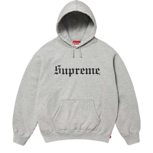 SUPREME WASHED OLD ENGLISH HOODED SWEATSHIRT-GREY