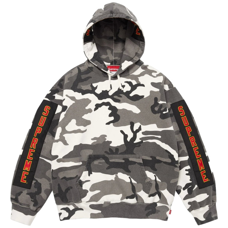 SUPREME WOVEN PATCHES HOODED SWEATSHIRT-SNOW CAMO