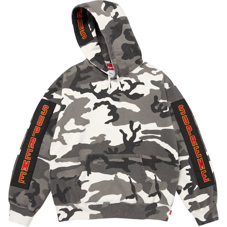 SUPREME WOVEN PATCHES HOODED SWEATSHIRT-SNOW CAMO