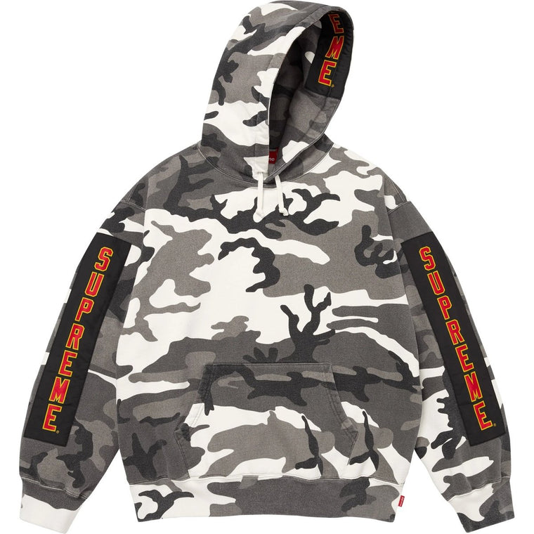 SUPREME WOVEN PATCHES HOODED SWEATSHIRT-SNOW CAMO