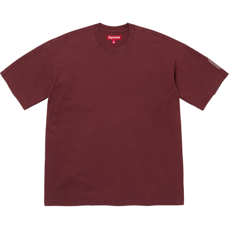 SUPREME CHECKERBOARD INTARSIA S/S TOP-BURGUNDY