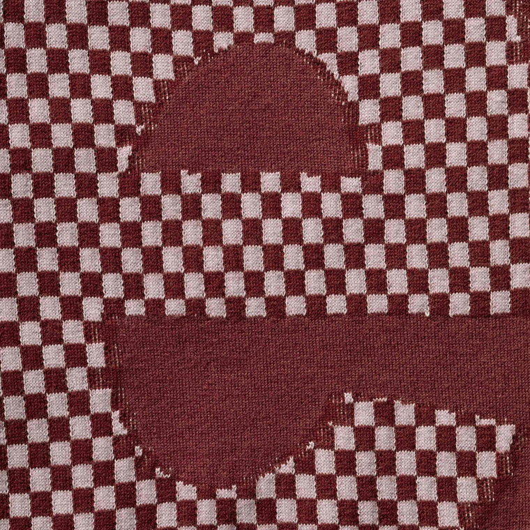 SUPREME CHECKERBOARD INTARSIA S/S TOP-BURGUNDY