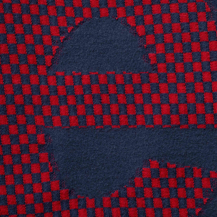 SUPREME CHECKERBOARD INTARSIA S/S TOP-NAVY