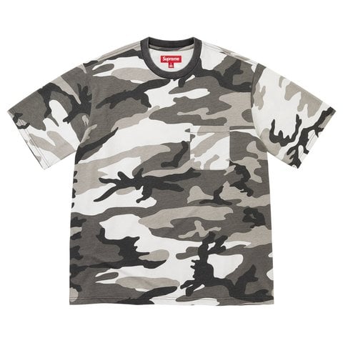 SUPREME CRACKED POCKET S/S TOP-WHITE CAMO