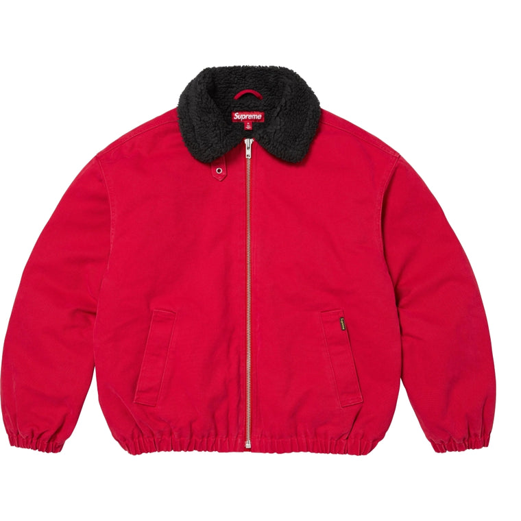 SUPREME FAUX SHEARLING LINED BOMBER JACKET-RED