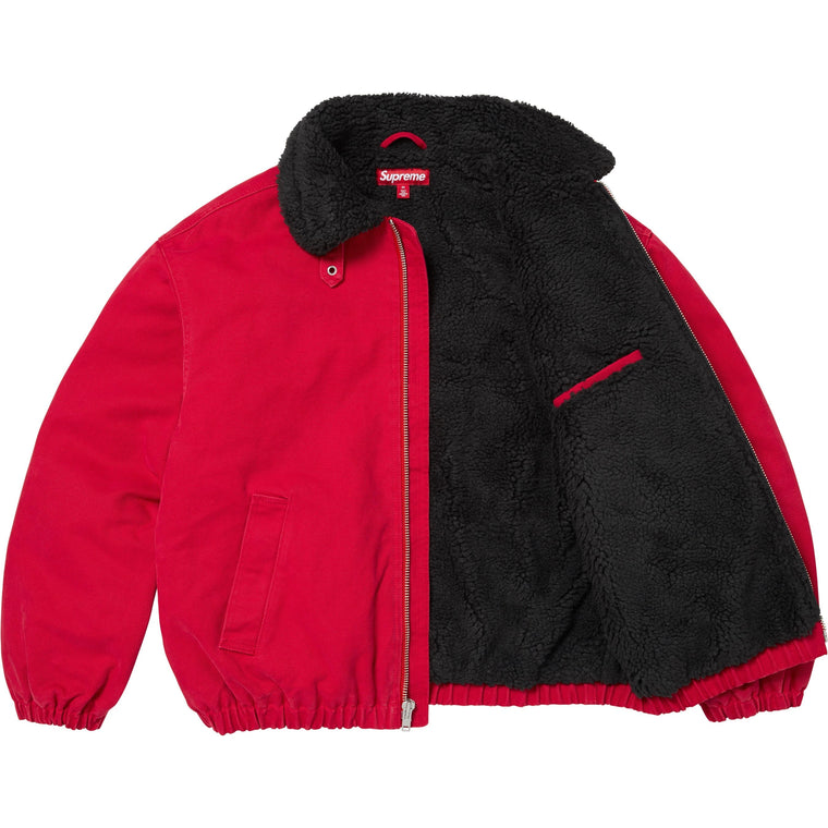 SUPREME FAUX SHEARLING LINED BOMBER JACKET-RED