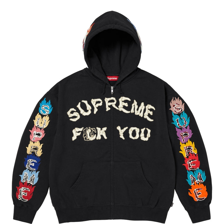 SUPREME FUCK YOU ZIP UP HOODED SWEATSHIRT-BLACK