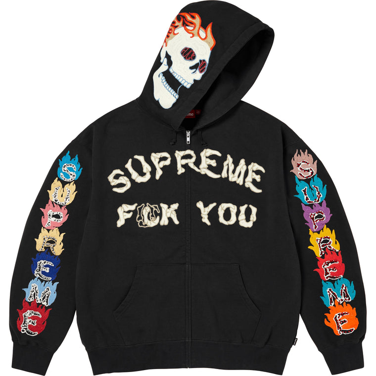 SUPREME FUCK YOU ZIP UP HOODED SWEATSHIRT-BLACK