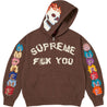 SUPREME FUCK YOU ZIP UP HOODED SWEATSHIRT-BROWN