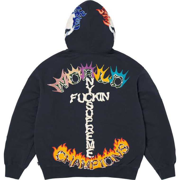 SUPREME FUCK YOU ZIP UP HOODED SWEATSHIRT-NAVY