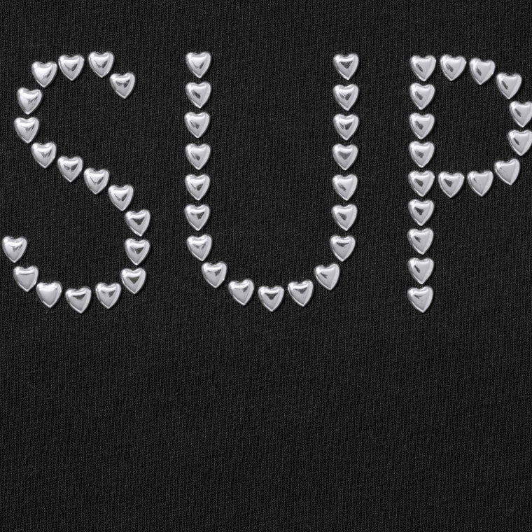 SUPREME HEARTS STUDDED S/S TOP-BLACK