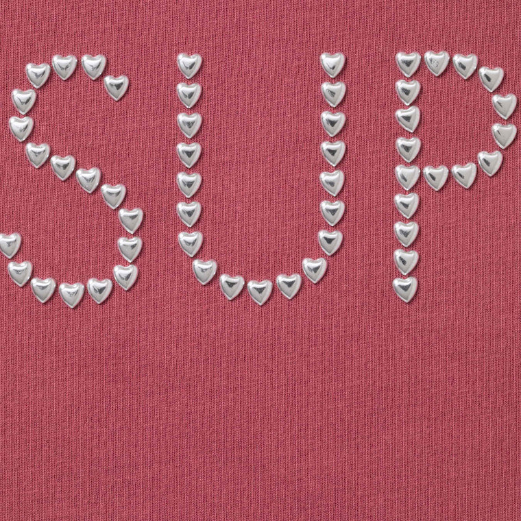SUPREME HEARTS STUDDED S/S TOP-DUSTY ROSE