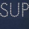 SUPREME HEARTS STUDDED S/S TOP-NAVY