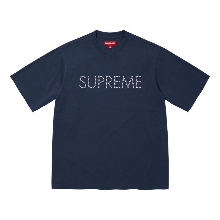 SUPREME HEARTS STUDDED S/S TOP-NAVY