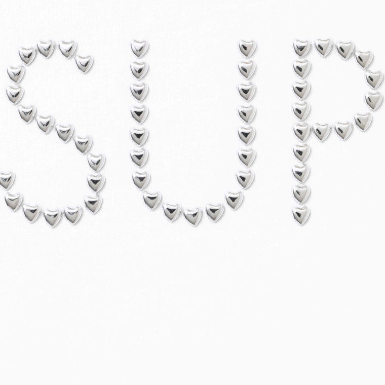 SUPREME HEARTS STUDDED S/S TOP-WHITE