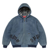SUPREME LEATHER APPLIQUE HOODED WORK JACKET-BLUE