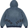 SUPREME LEATHER APPLIQUE HOODED WORK JACKET-BLUE