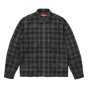 SUPREME METALLIC FLANNEL ZIP UP SHIRT-BLACK