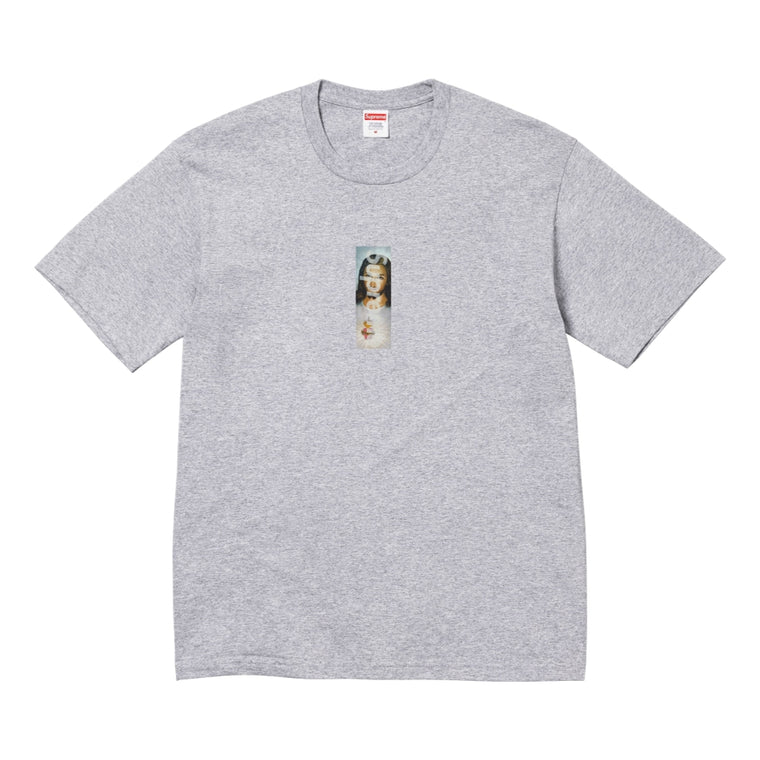 SUPREME PRAYER CARD BOX LOGO TEE-GREY