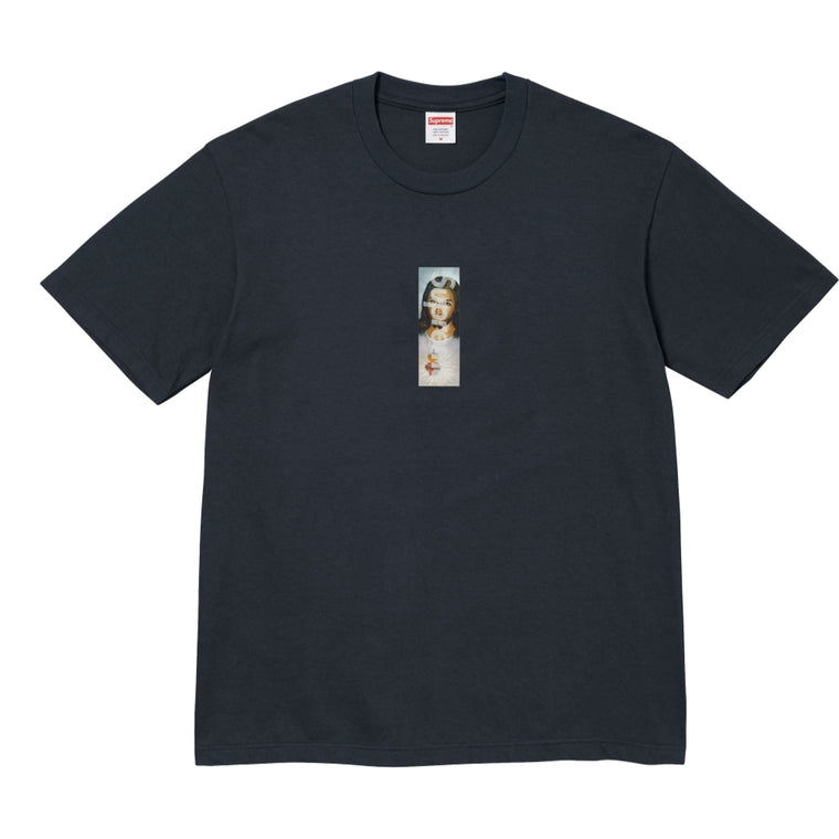 SUPREME PRAYER CARD BOX LOGO TEE-NAVY