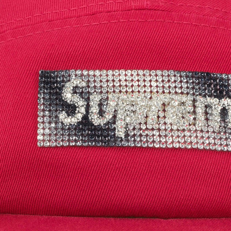 SUPREME RHINESTONE LABEL CAMP CAP-RED